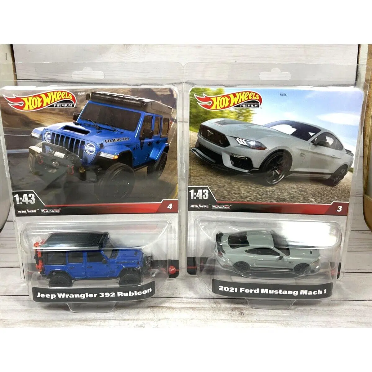 Hot Wheels Premium 1:43 Jeep Wrangler 392 Rubicon 2021 Ford Mustang Mach 1 Set