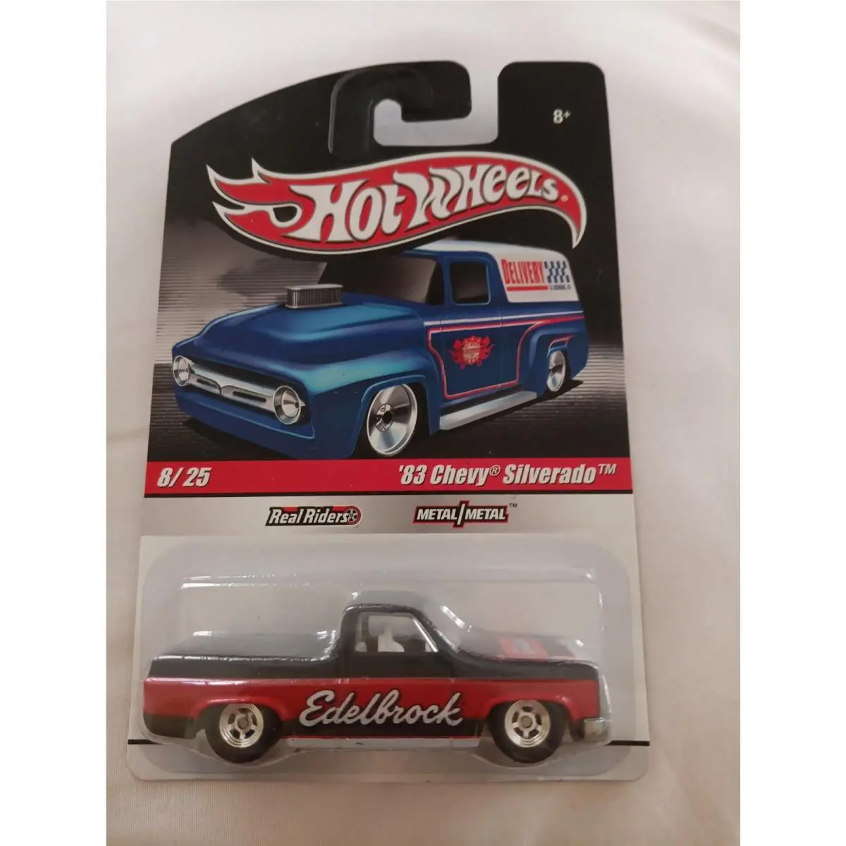 Hot Wheels Real Riders `83 Chevy Silverado Edelbrock Red/black Slick Rides 1:64