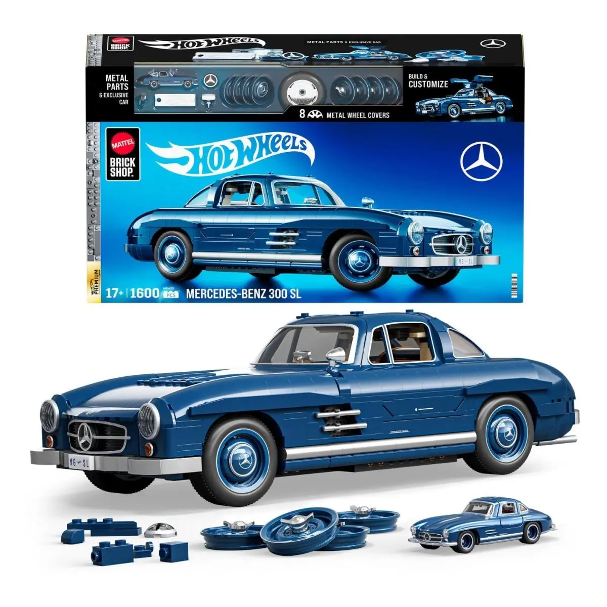 Mattel Brick Shop Hot Wheels Mercedes-benz 300 SL Building Set 1600 Pieces