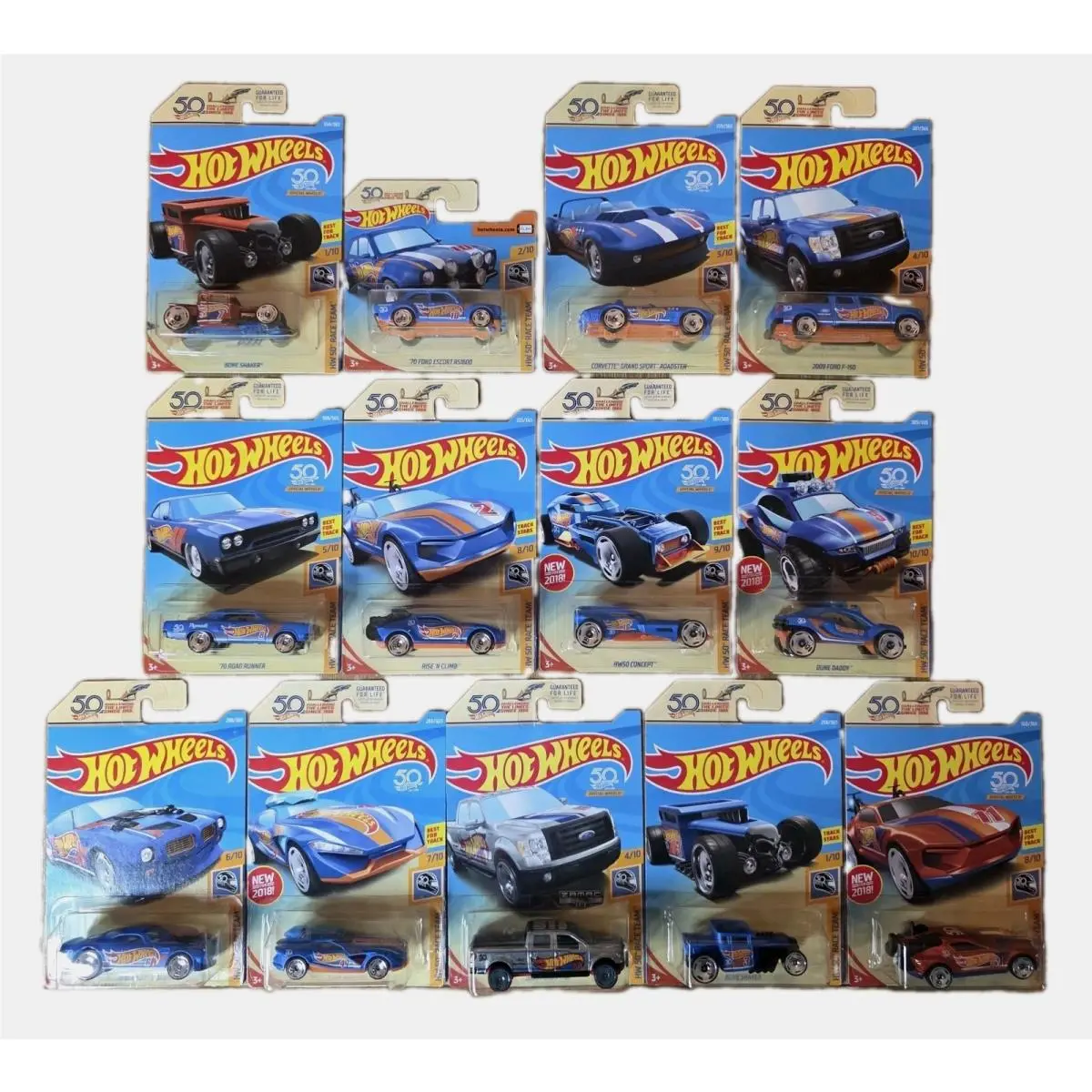 Hot Wheels 50th Anniversary HW 50 Race Team Complete Set 1-10 w/ Extras Zamac