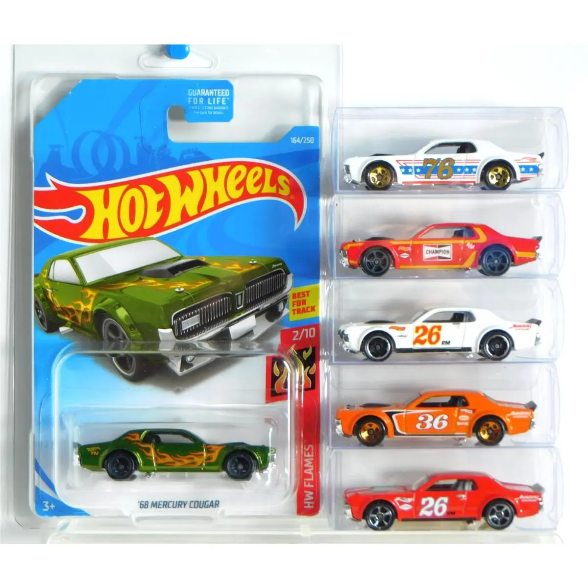 Hot Wheels - `68 Mercury Cougar Sth / 5 `68 Mercury Cougar -loose W/pvc Cases