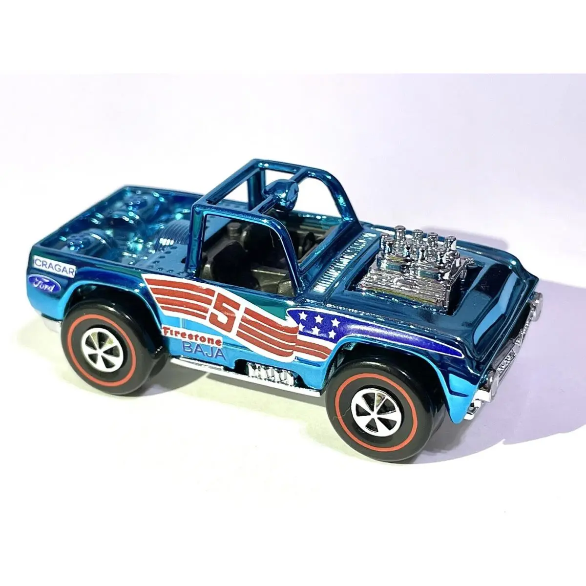 Custom Made Chrome Blue Hot Wheels Baja Bruiser - Redline Only 1 On