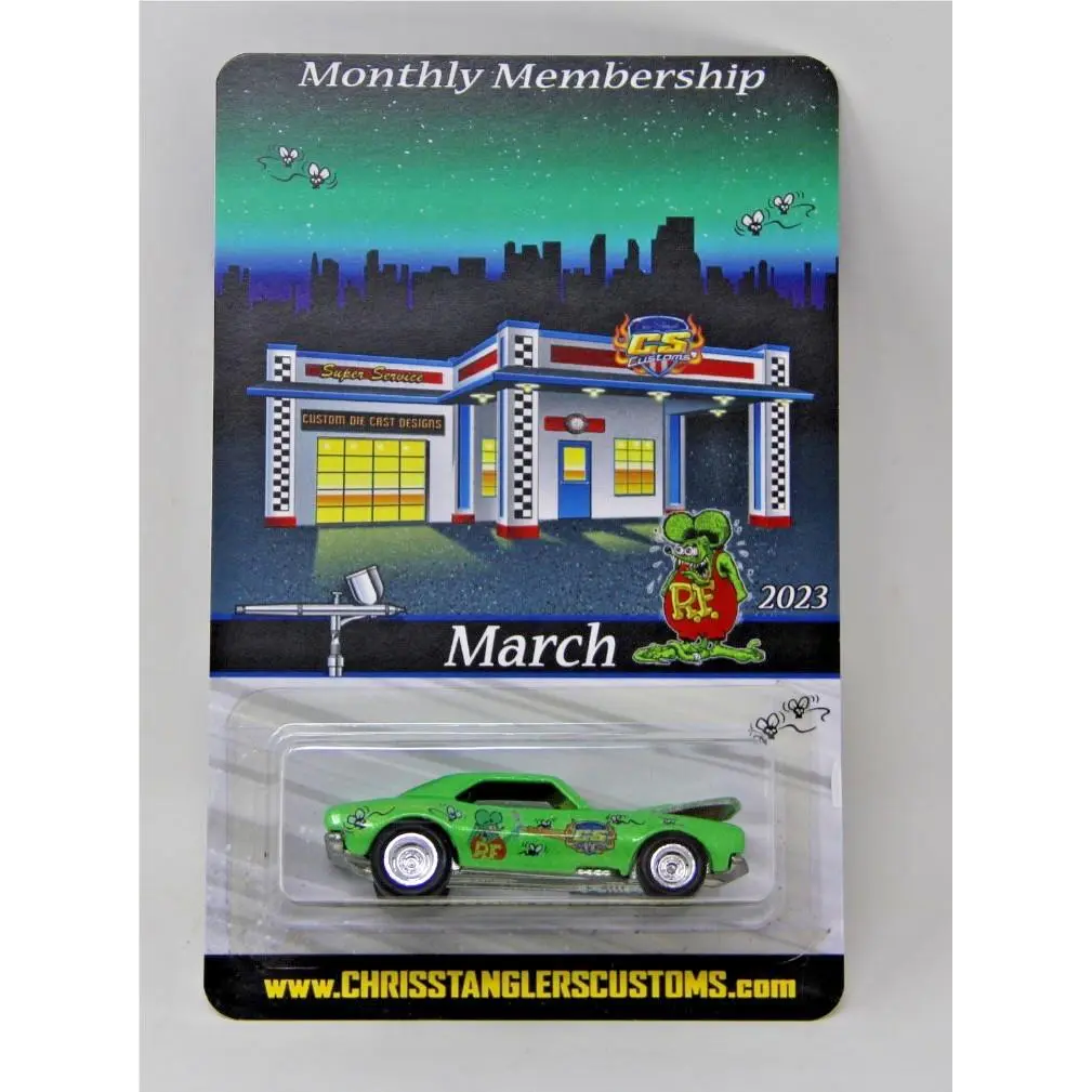 Chris Stangler Custom Hot Wheels 2023 Monthly Membership 1967 Chevy Camaro Rat