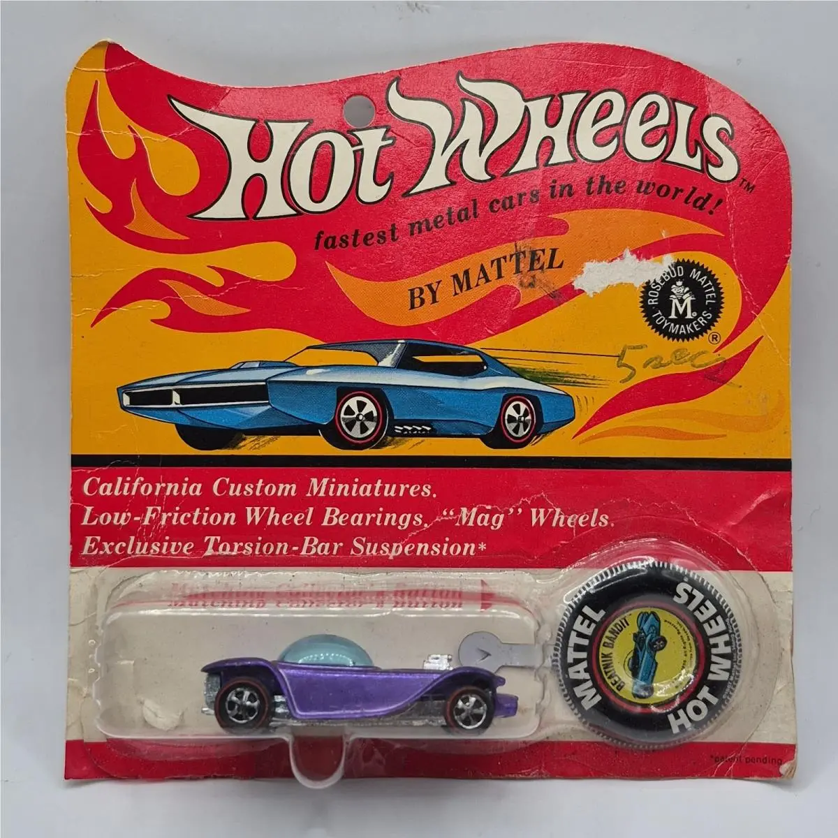 Hot Wheels Redline 1967/1968 Purple Beatnik Bandit Hong Kong English Blisterpack