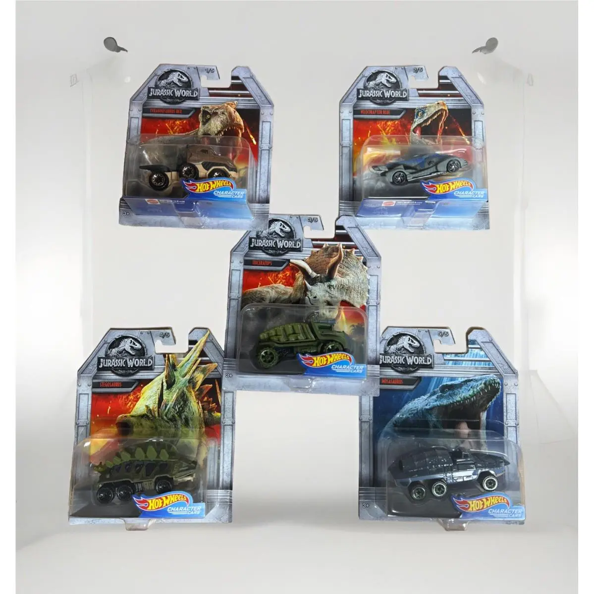 2017 Hot Wheels Jurassic World Character Cars Complete Set Of 5