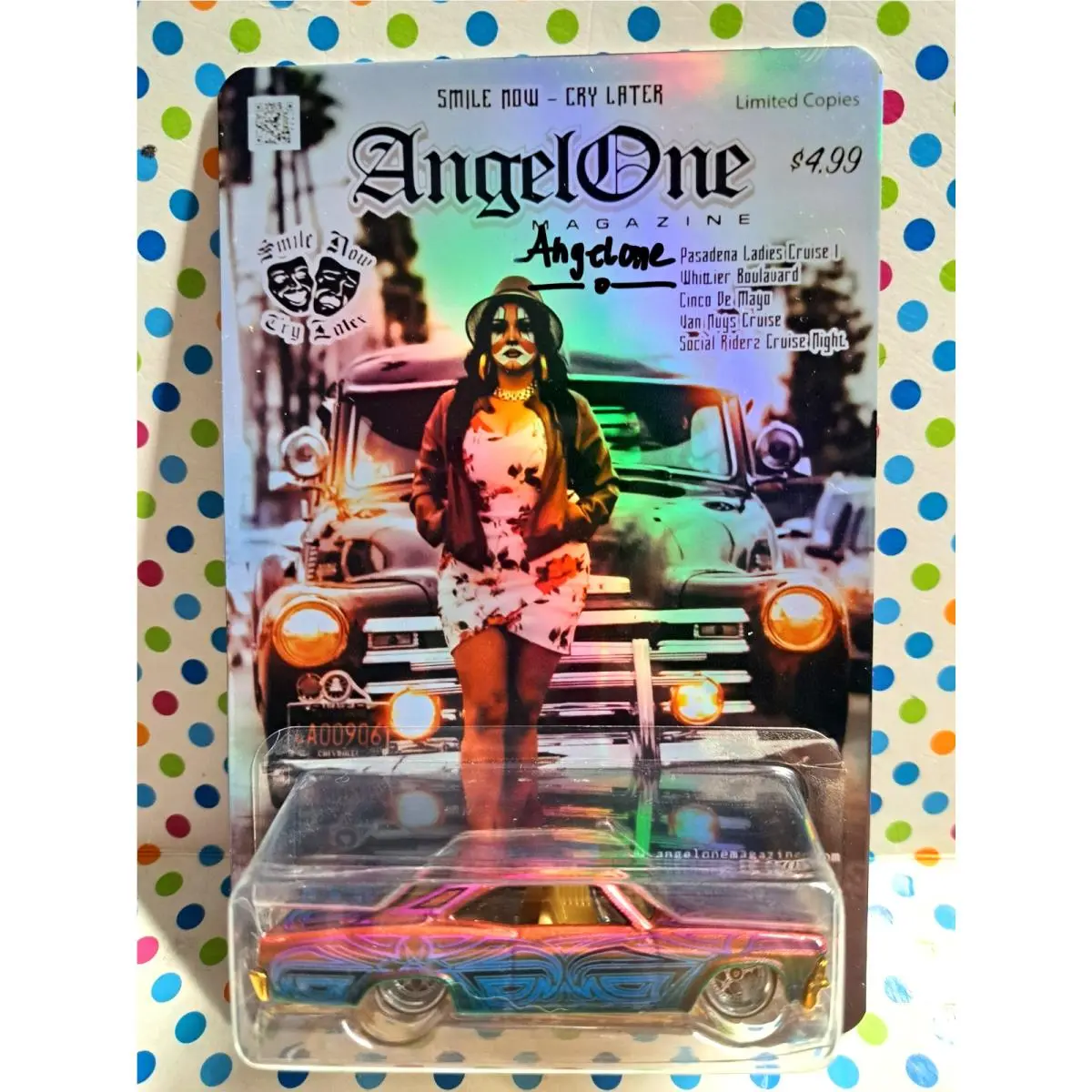Hot Wheels Custom Made Multicolor 65 Chevy Impala Magazine Angel One Signed