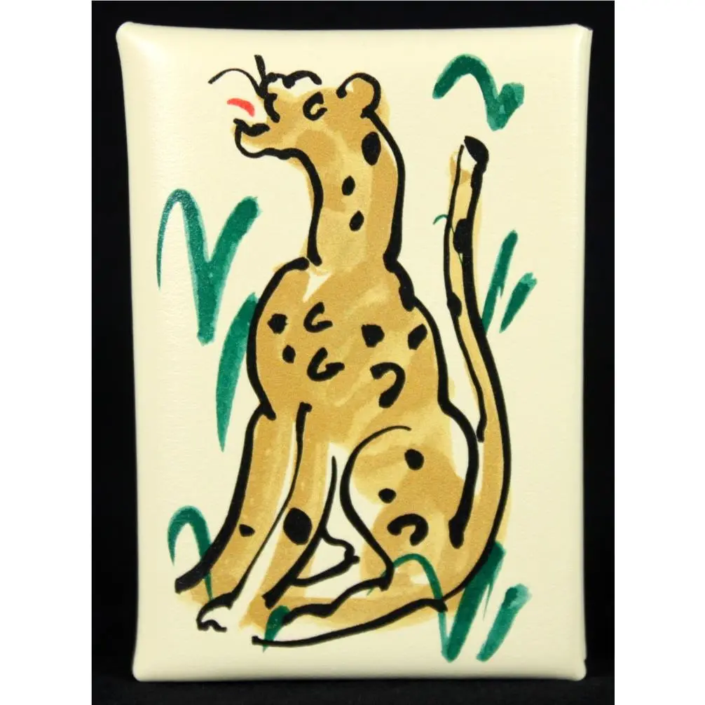 Hermes Jaune Milton Spring Panther Leather Calvi Duo Card Holder Mini Wallet