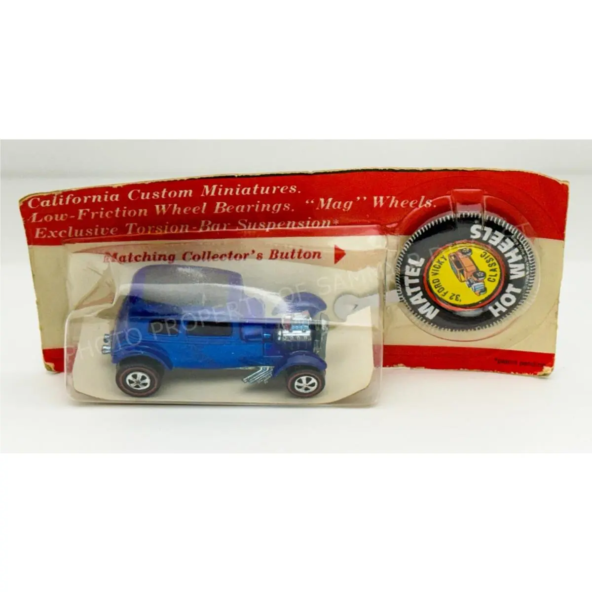 Hot Wheels Redline Classic 32 Ford Vicky Blue Dark Interior on Cut Cheetah Card