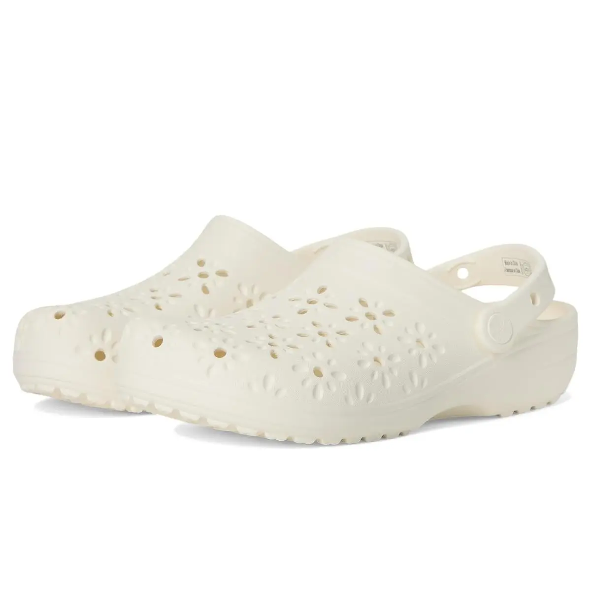 Unisex Clogs  Classic Clogs with Floral Cut Out Design Chalk by Crocs