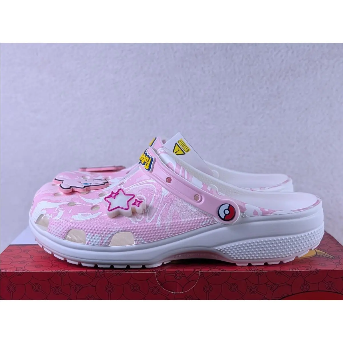 Crocs Pokemon Jigglypuff Classic Clog Pink White Marble Mens 10 Womens 12