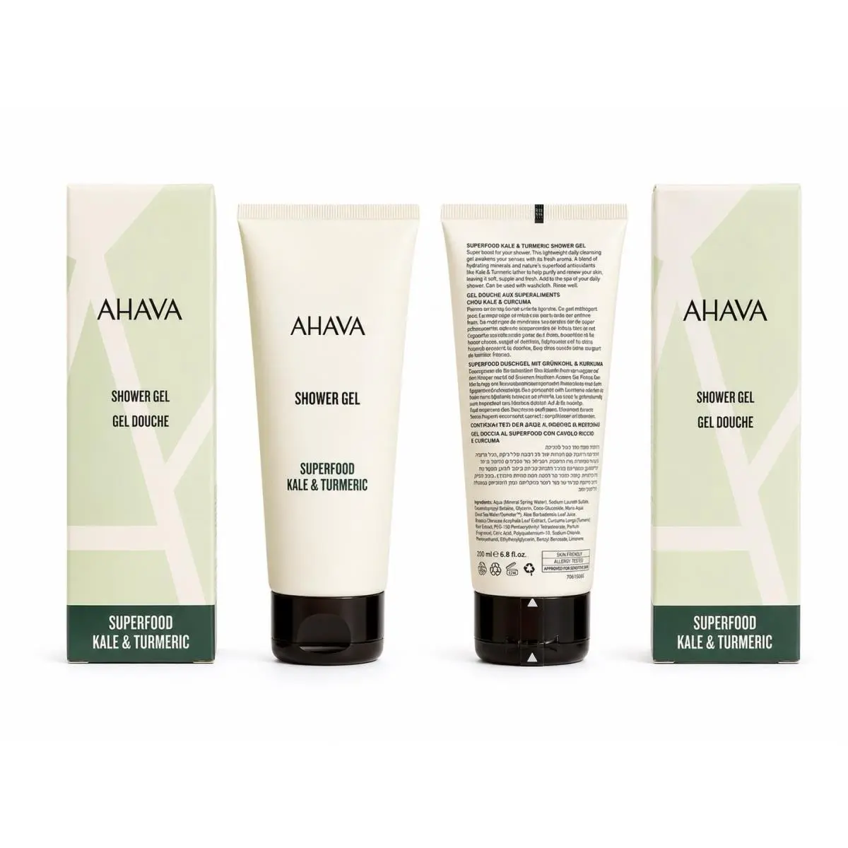 Ahava Superfood Kale Turmeric Shower Gel 200ml 6.8 fl oz Duo Set