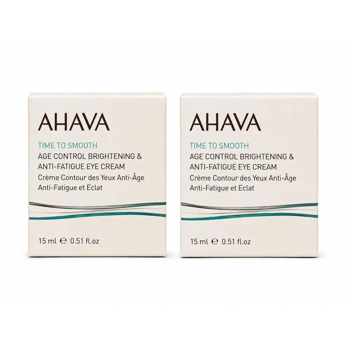 2x Ahava Time To Smooth Anti-fatigue Eye Cream 15ml 0.51 fl oz Brightening