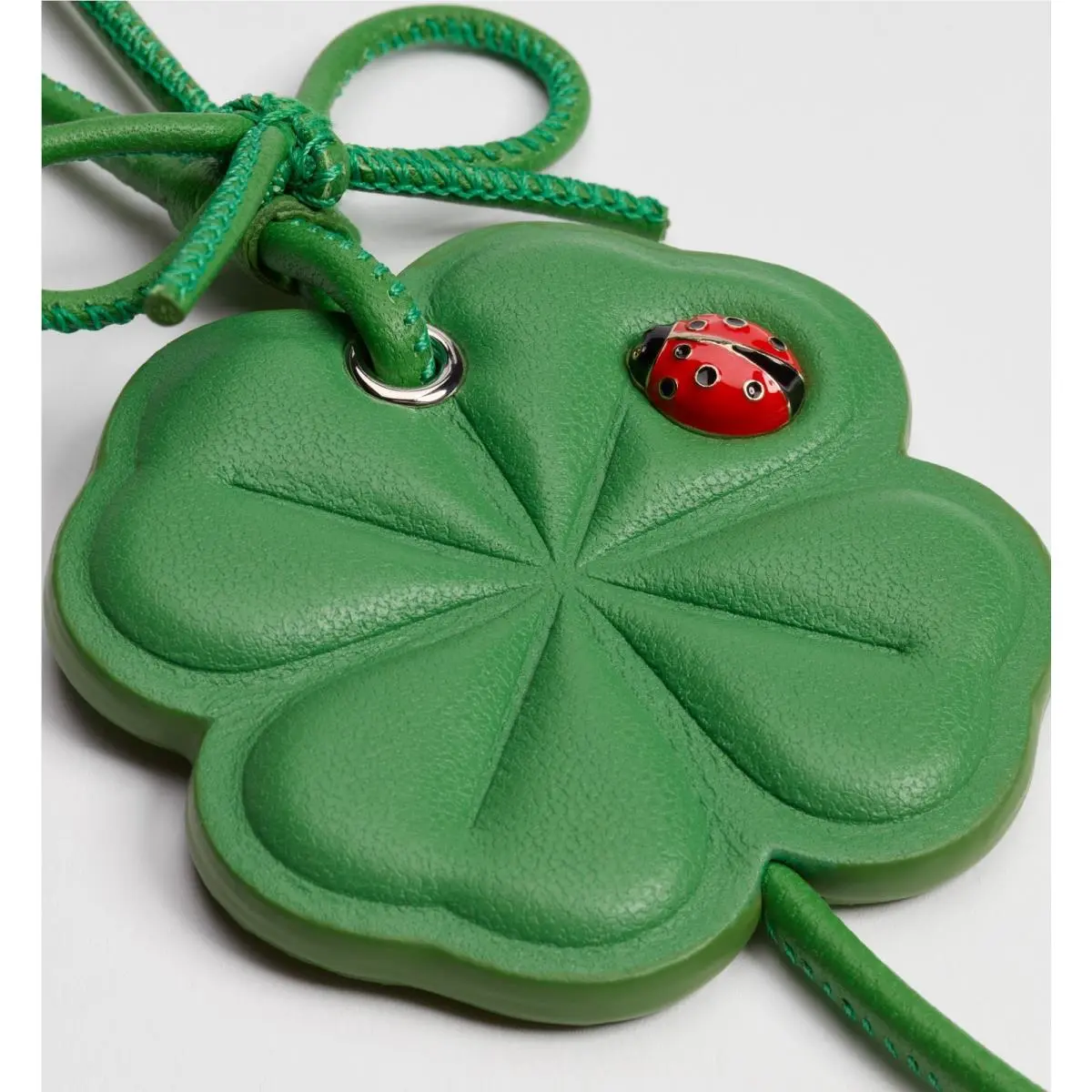 Four-leaf Clover Green Leather Bag Charm Keychain Boxed by Dior