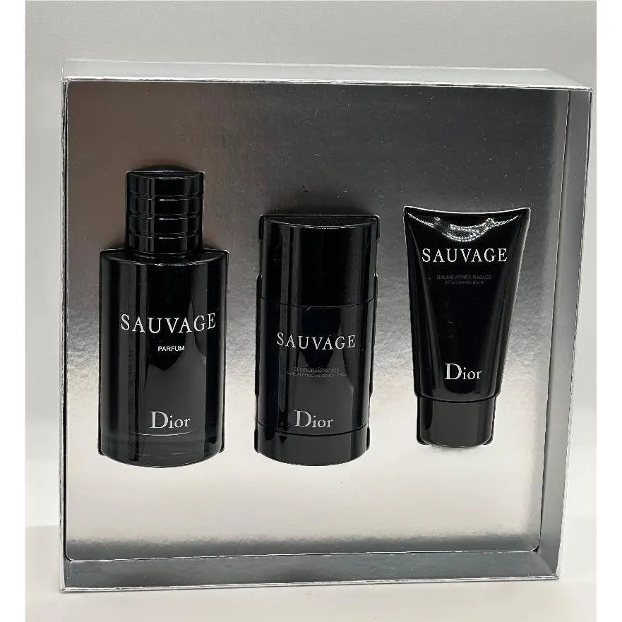 Sauvage 3-Pcs Set For Men Parfum 3.4 Oz. + 1.7 Oz. Balm + 2.6 Oz. Deodorant by Dior