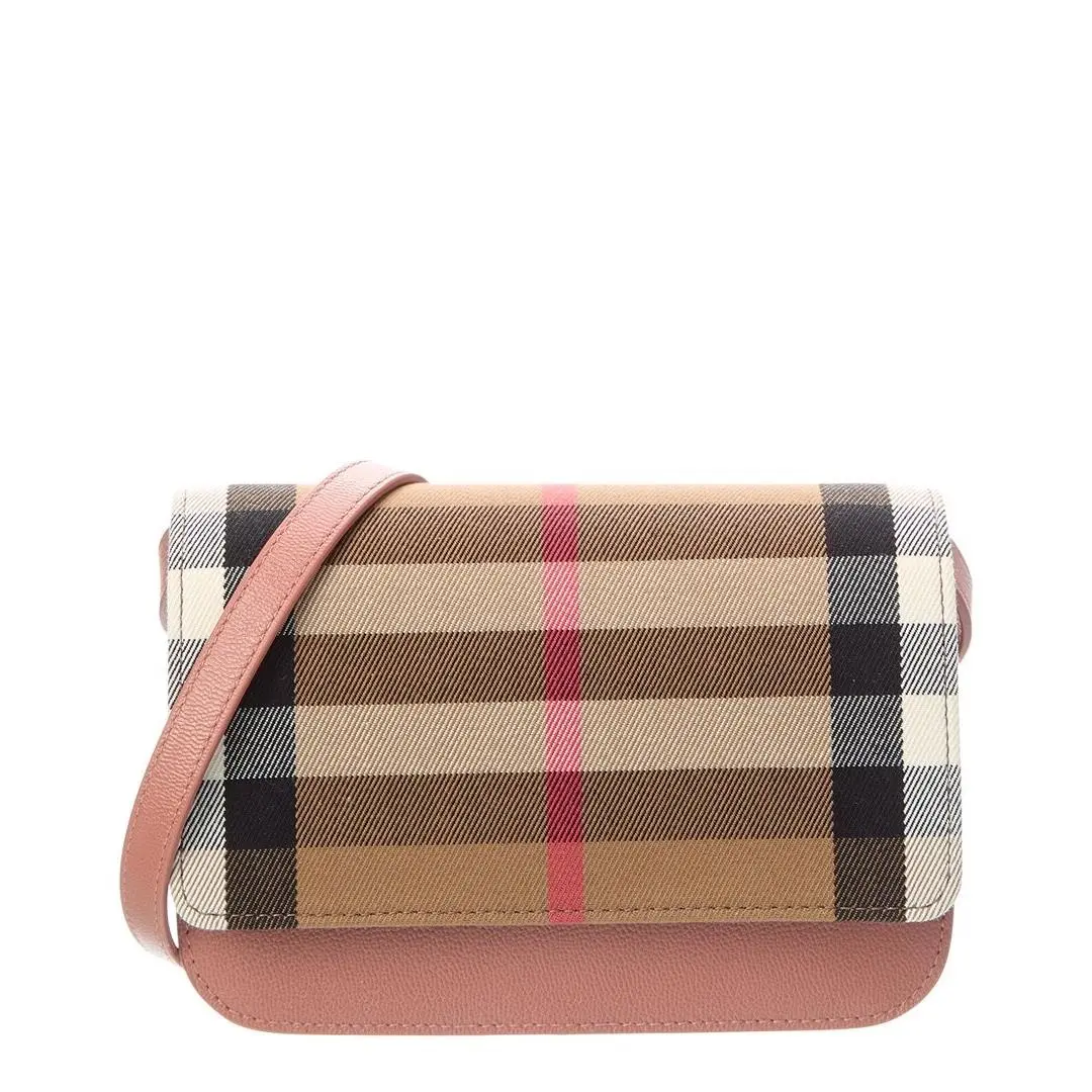 Madison Check Canvas Leather Crossbody Women`s Ns Dark Rosewood by Burberry