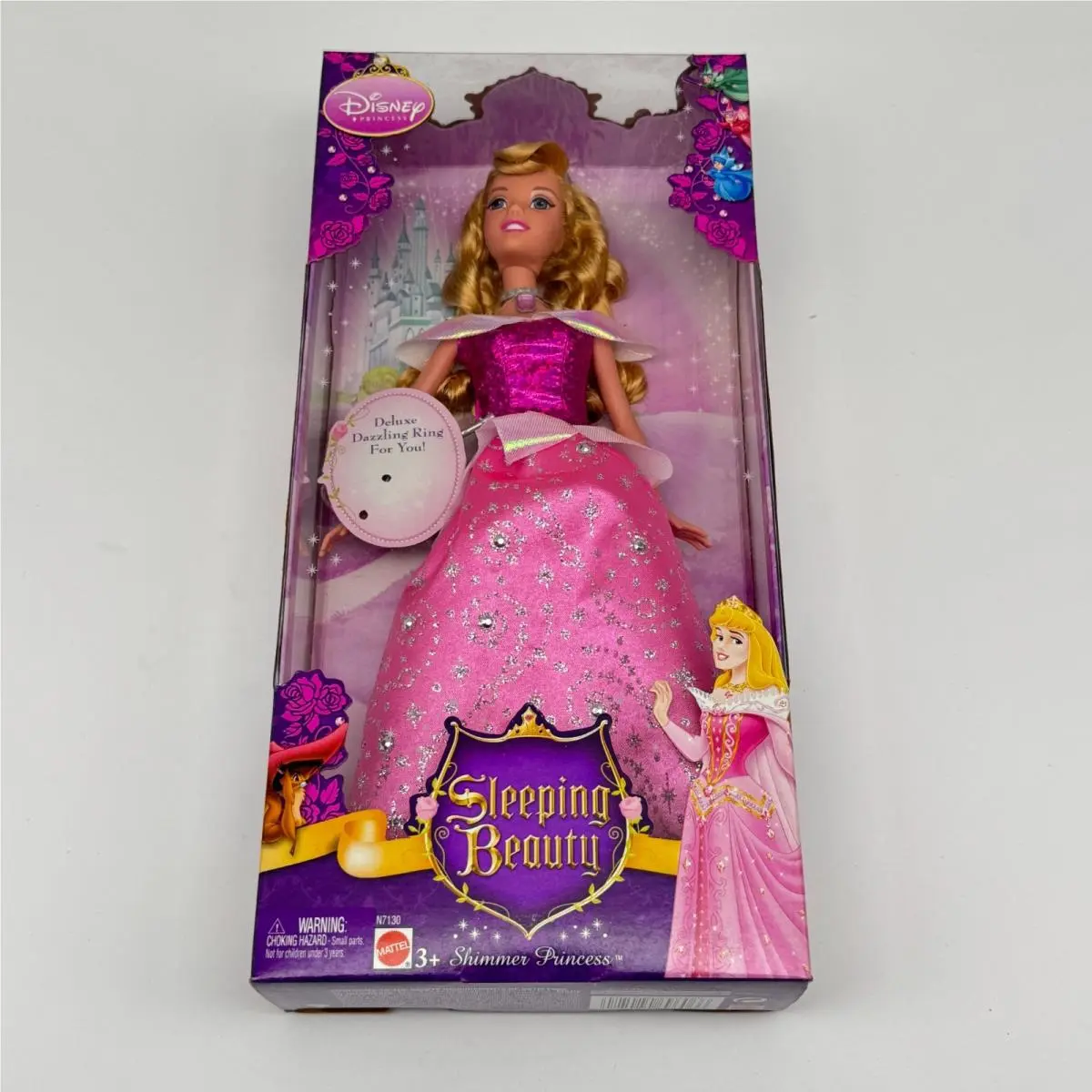 2008 Mattel Disney Princess Shimmer Sleeping Beauty Aurora Doll N7130 Ring Nrfb