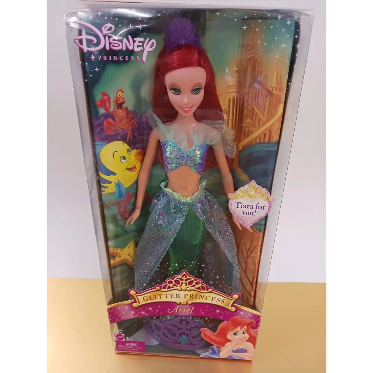 Vintage 2005 Ariel Disney Princess Glitter Princess Doll Mattel Tiara Rare Htf