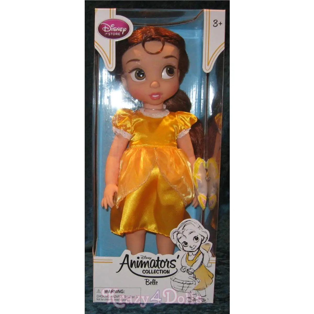 Disney Animators` Collection 16 Toddler Doll Princess Belle Gold Dress