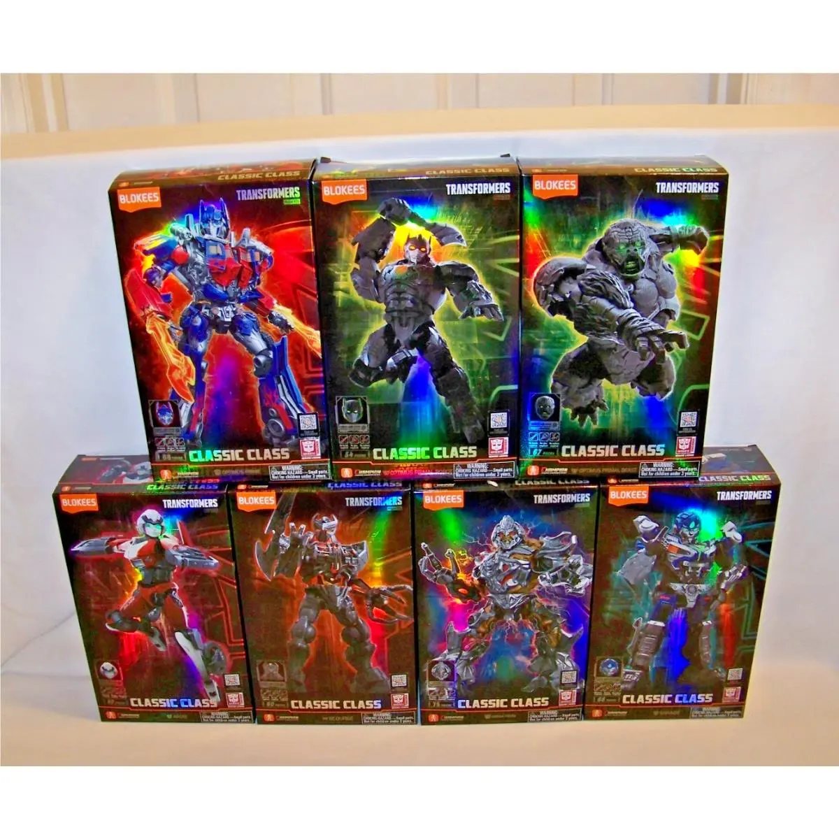 Blokes Transformers Set OF 7 Optimus Megatron Arcee Mirage Scourge