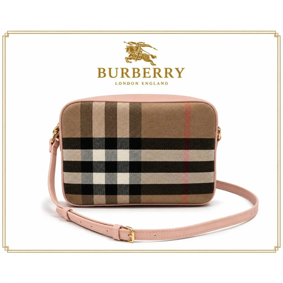 Vintage Check Pink Camera Bag by Burberry