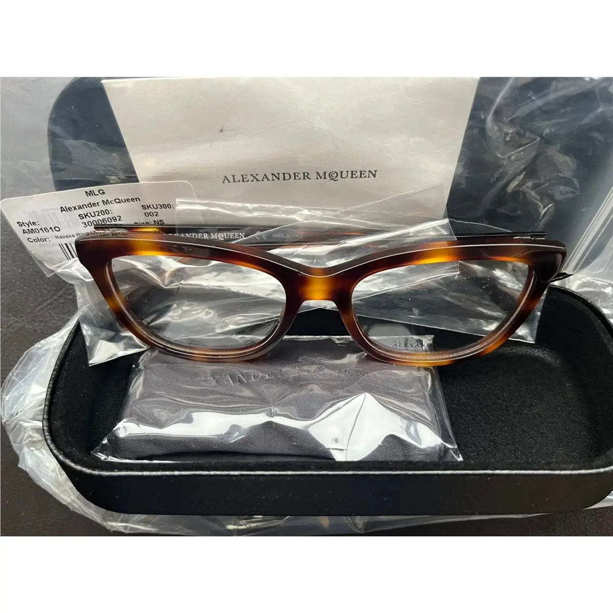 Alexander Mcqueen Eyeglasses AM0161O 002 Women 53-18-145 Havana Brown Italy