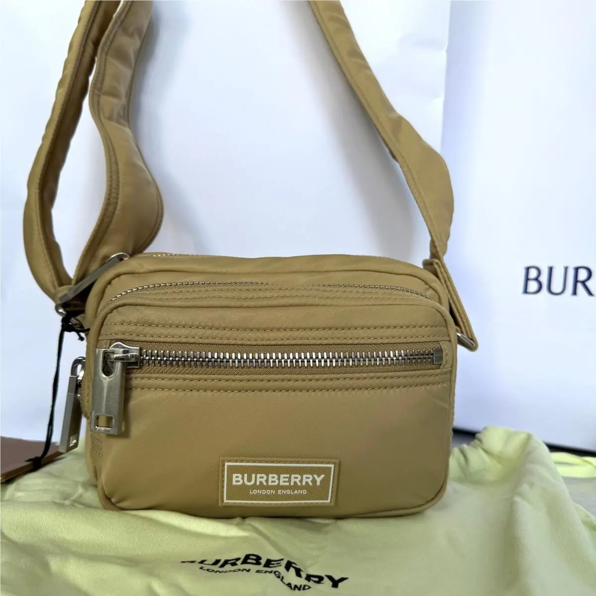 Warner Nylon Crossbody Bag Gold Honey 81044931 Camera Bag by Burberry
