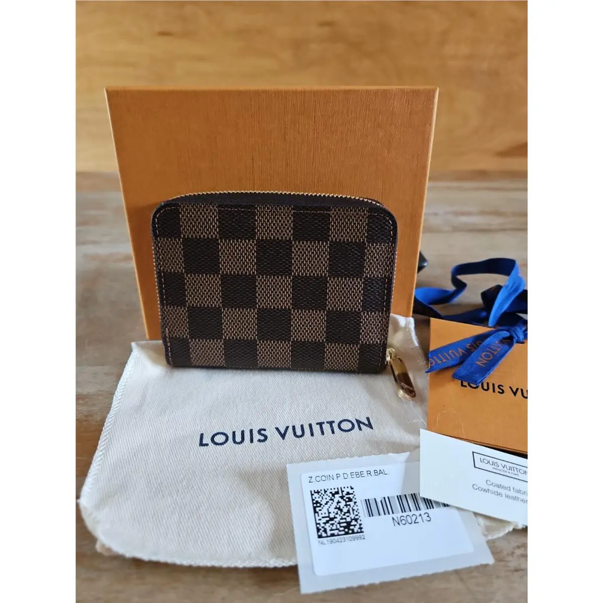 Louis Vuitton Zippy Coin Purse Damier Ebene w Rose Ballerine N60213