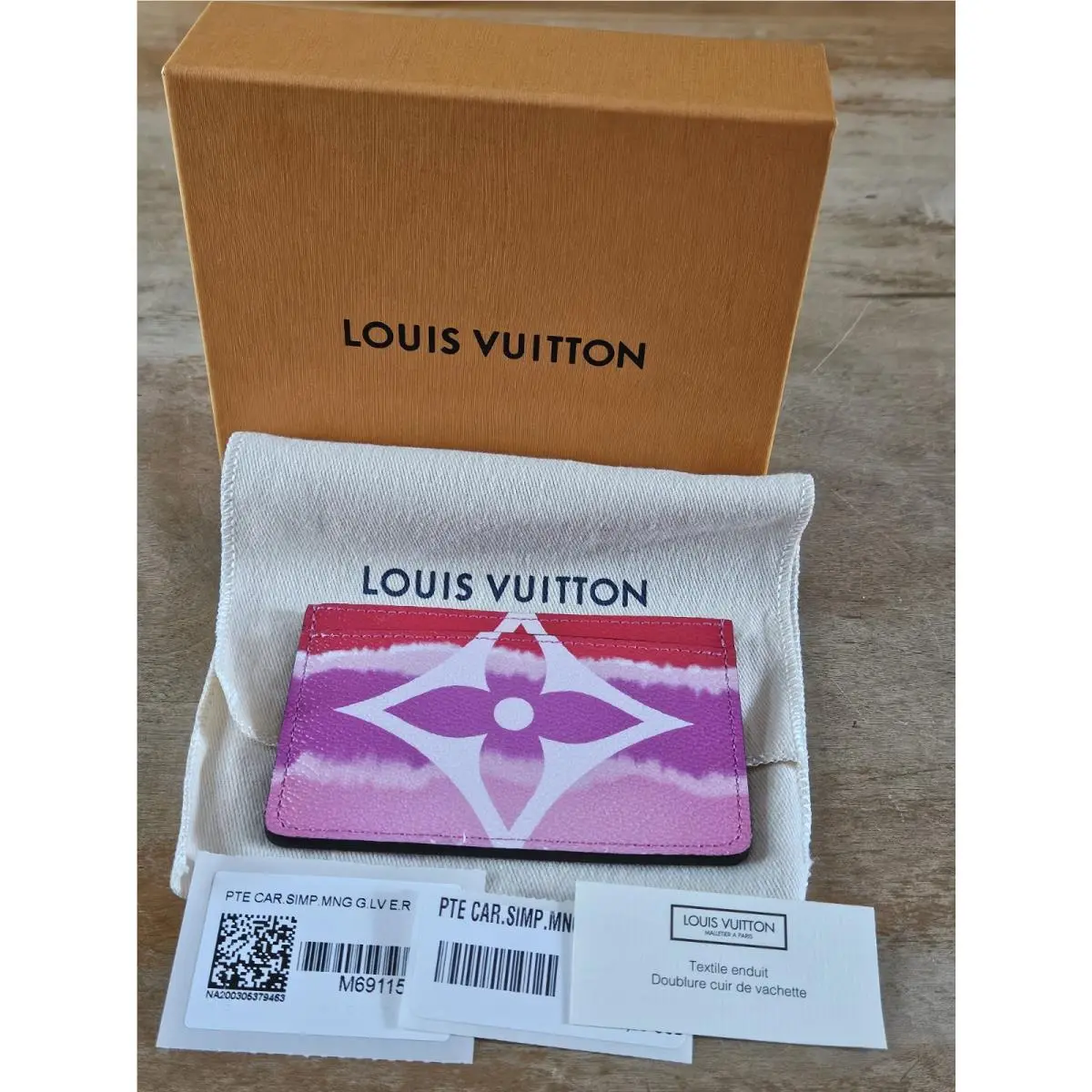 Louis Vuitton Porte Cartes Simple M69115 Card Holder Case Wallet Pink