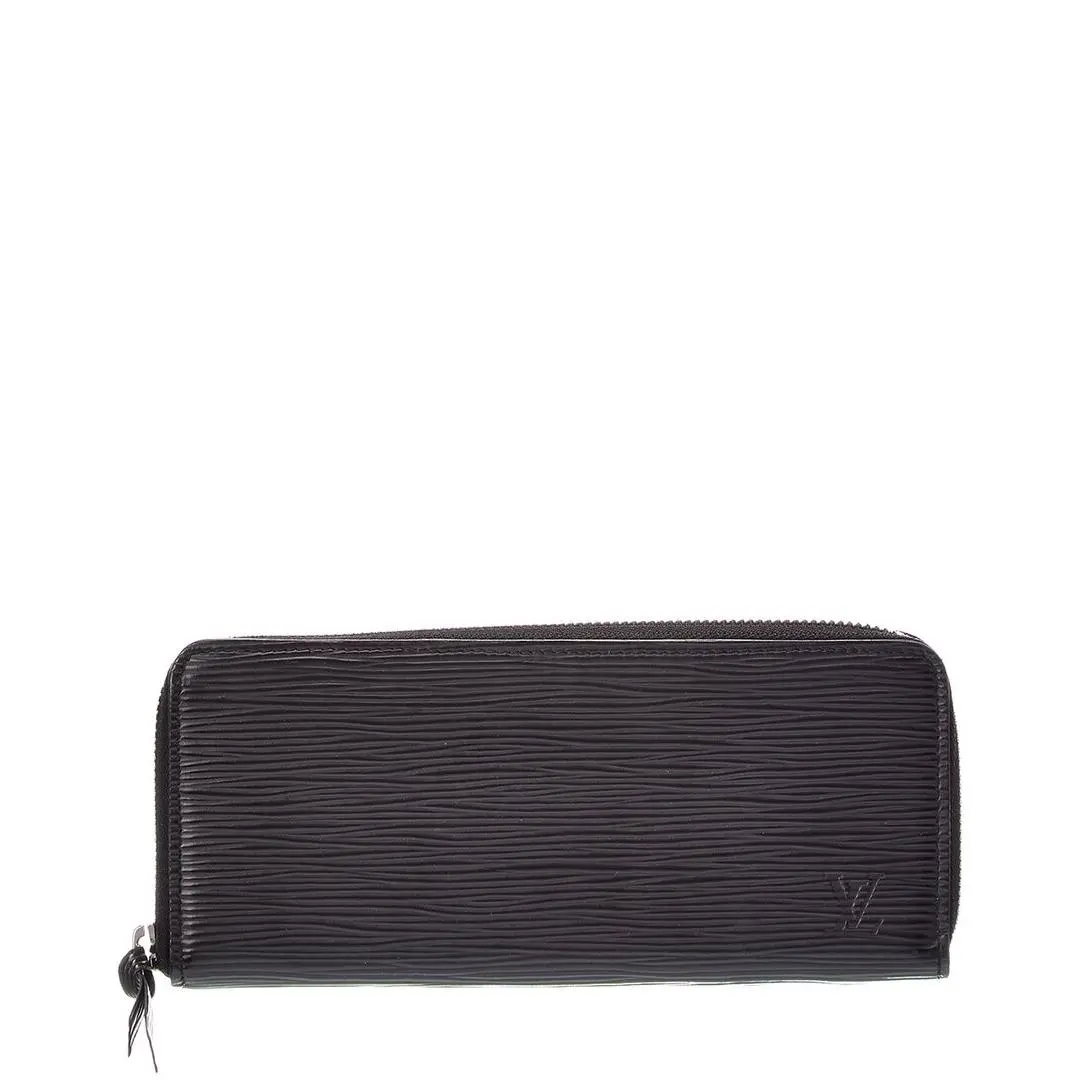 Louis Vuitton Black Calf Leather Wallet Pre-loved Women`s