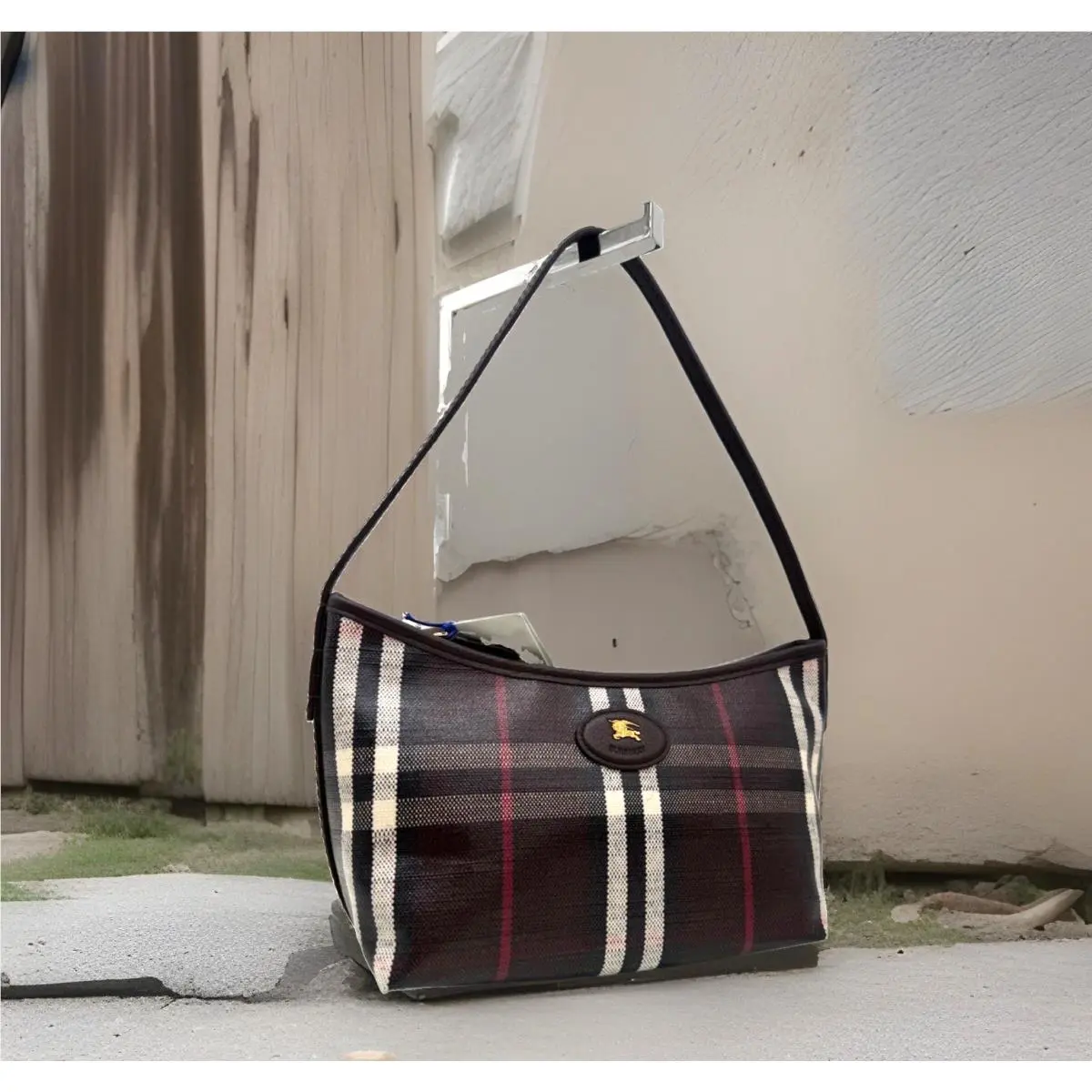 Highland Check Signature Ekd Logo Baguette Shoulder Bag by Burberry