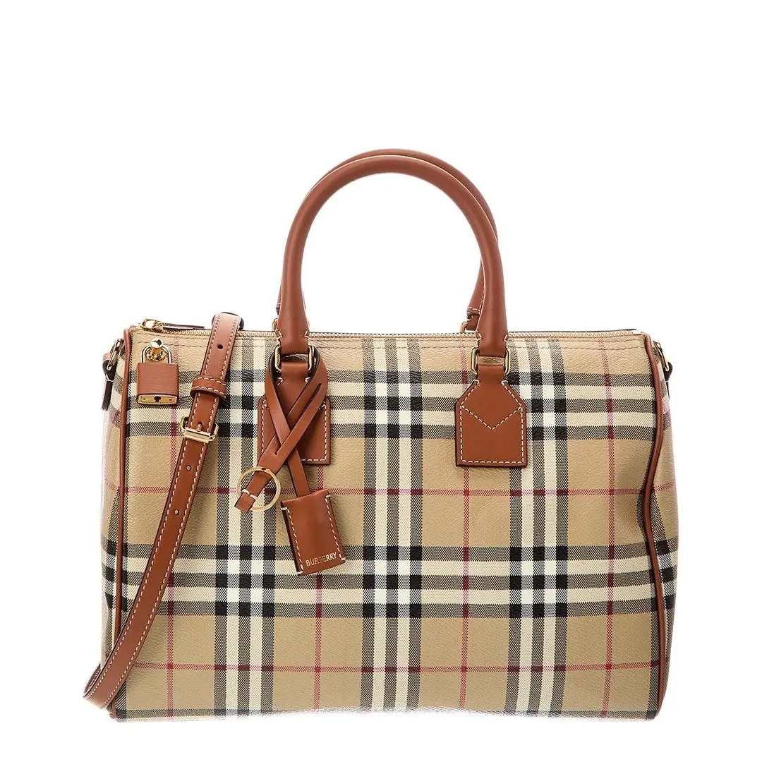 Burberry Check Canvas Luggage Bag Women`s