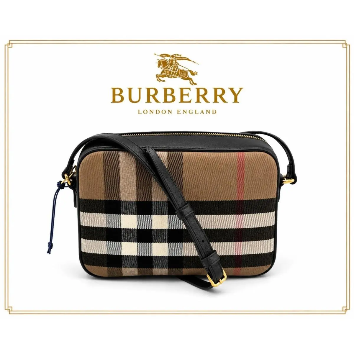 Vintage Check Black Camera Bag by Burberry