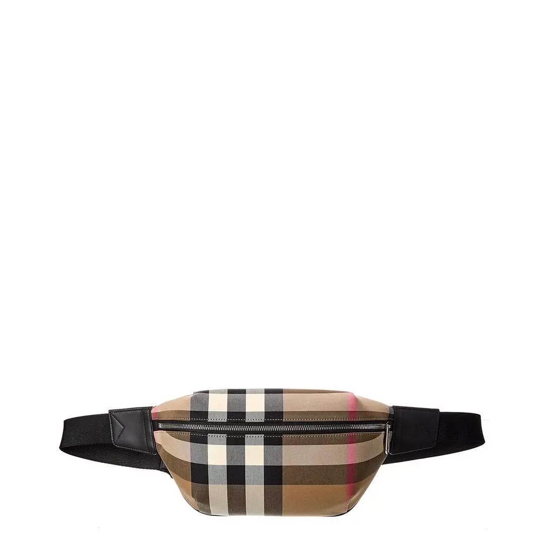 Check Canvas Leather Belt Bag Men`s Os by Burberry