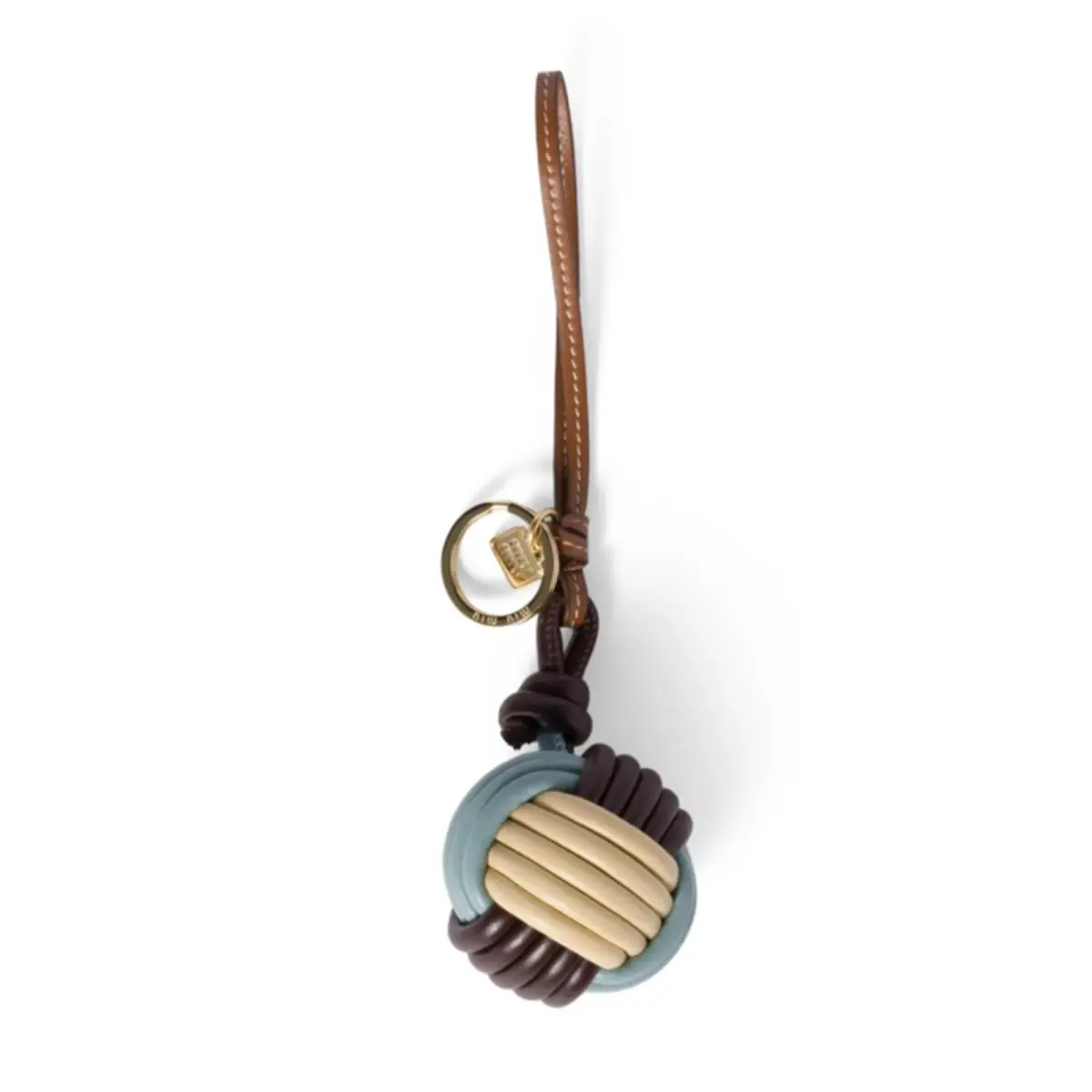 Bag Charm Leather Keychain Knot Detail Trick Blue Brown White by Miu Miu
