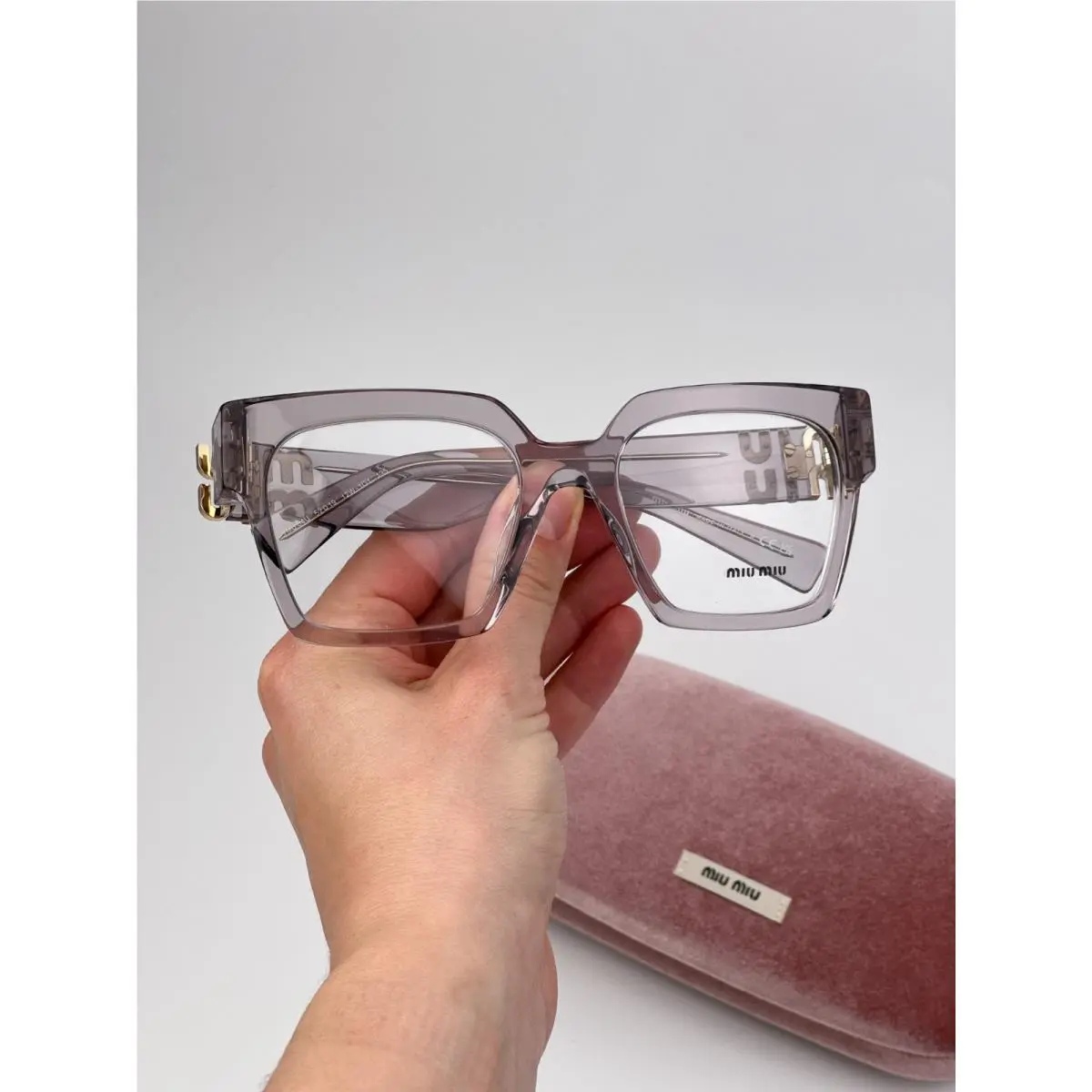 Women Eyeglasses Transparent Mauve Square MU04UV 12W1O1 by Miu Miu