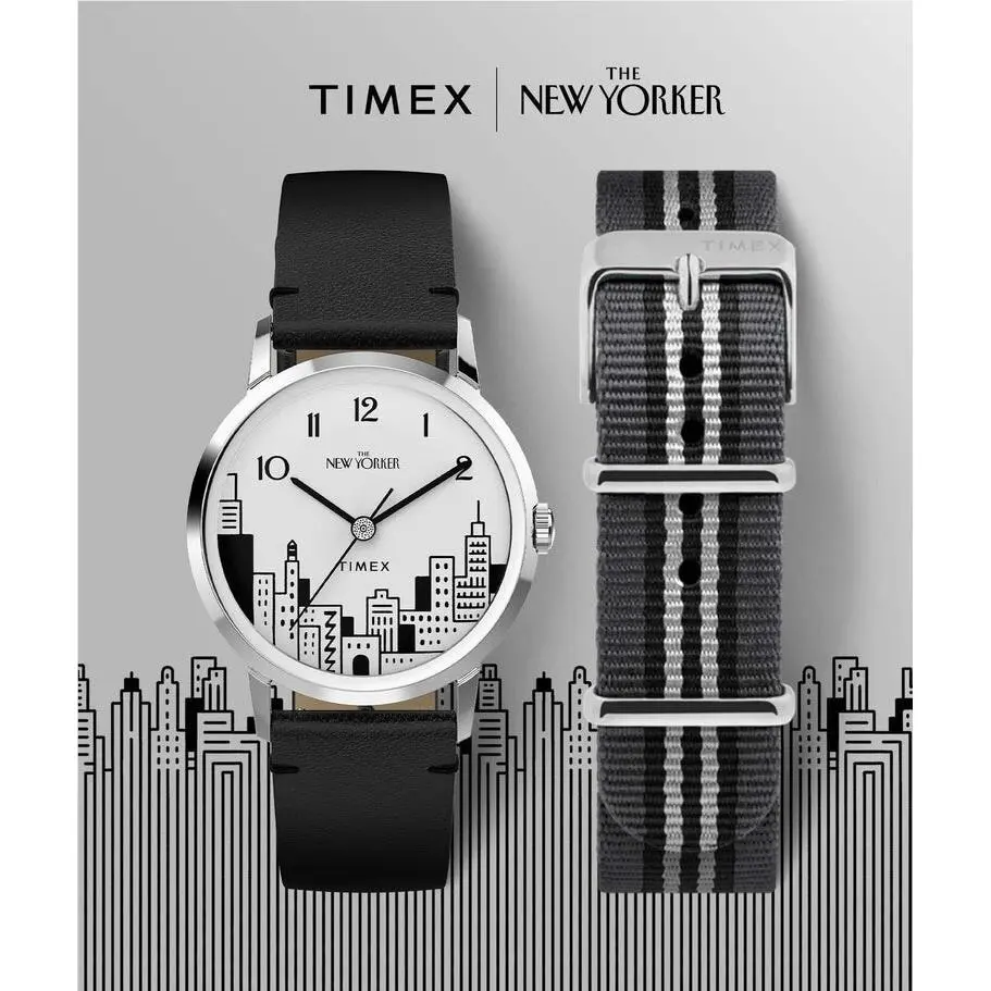 Yorker Marlin Hand Wound 34mm 3ATM Leather Strap Watch TWG066100 by Timex