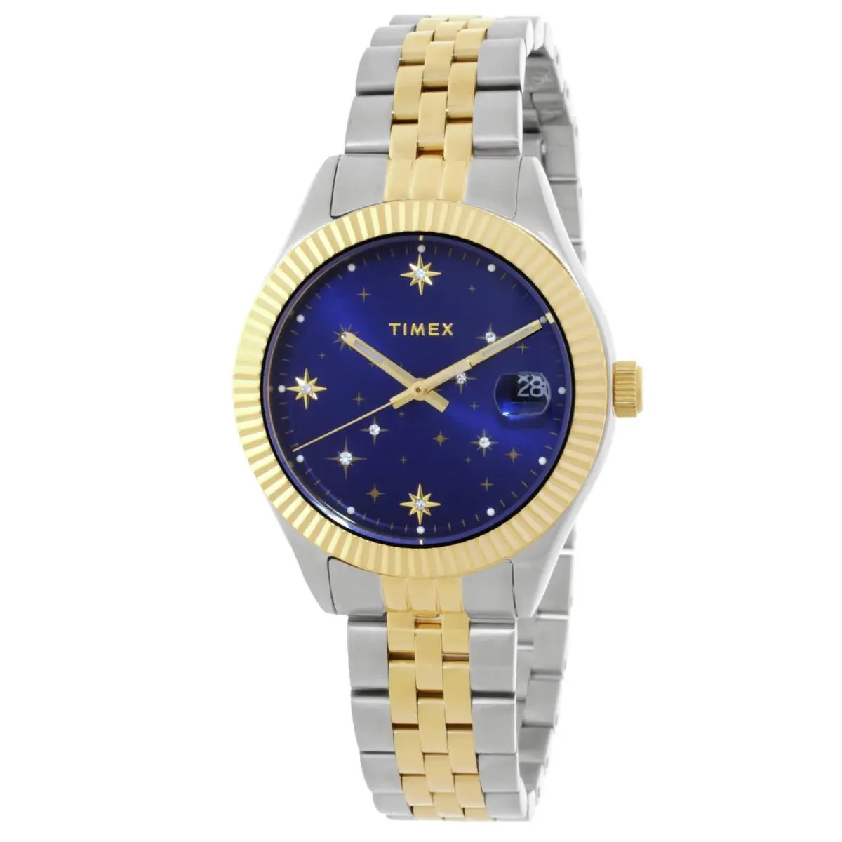 Timex Celestial Legacy Quartz Blue Dial Ladies Watch TW2W21800 - Dial: Blue, Band: Two-tone (Silver-tone and Gold-tone), Bezel: Silver-tone