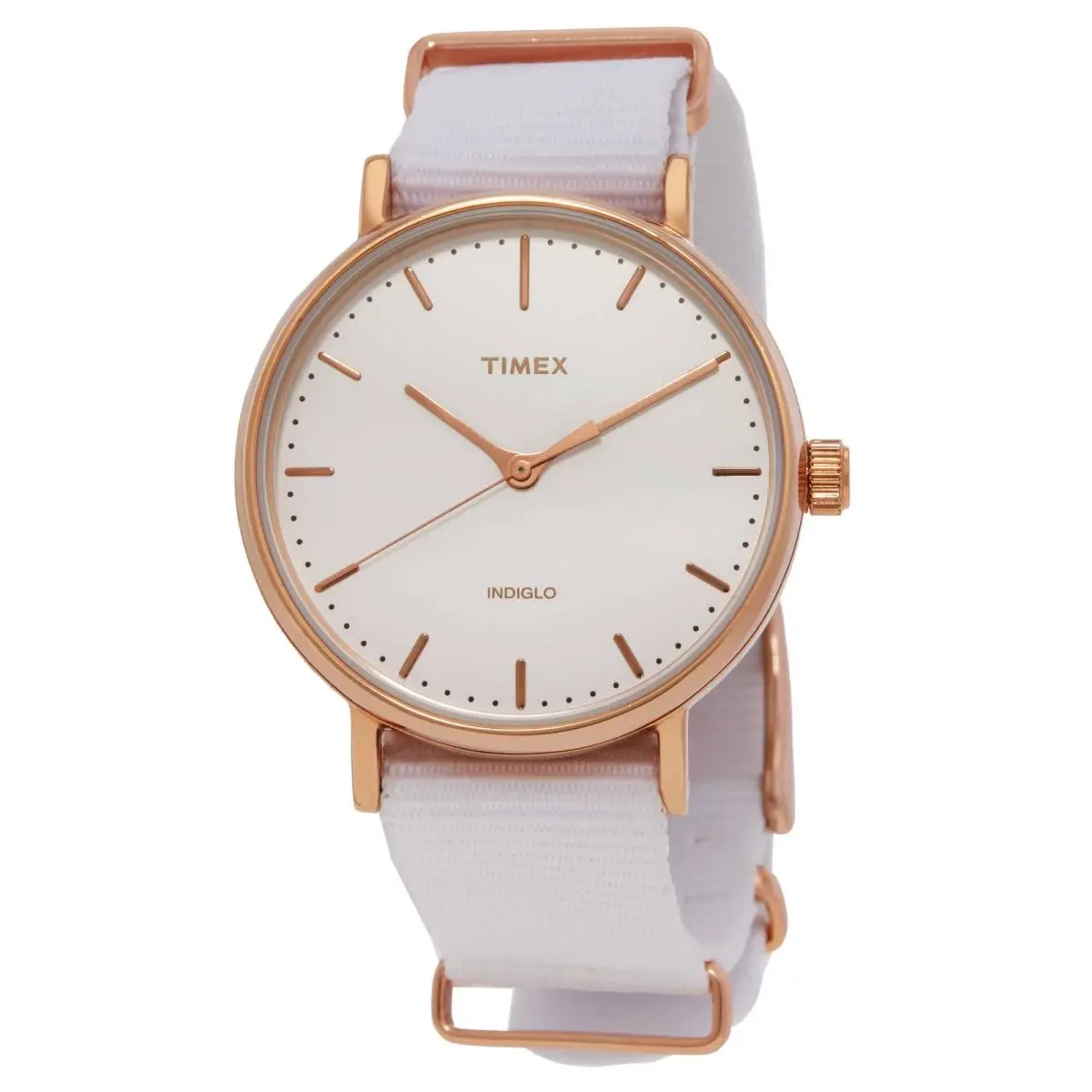 Timex Fairfield Quartz White Dial Ladies Watch TW2R49100 - Dial: White, Band: White, Bezel: Gold-tone