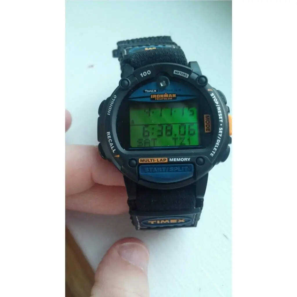 Timex Indiglo Ironman T51081 Triathlon Data Link Vintage Databank Digital Watch
