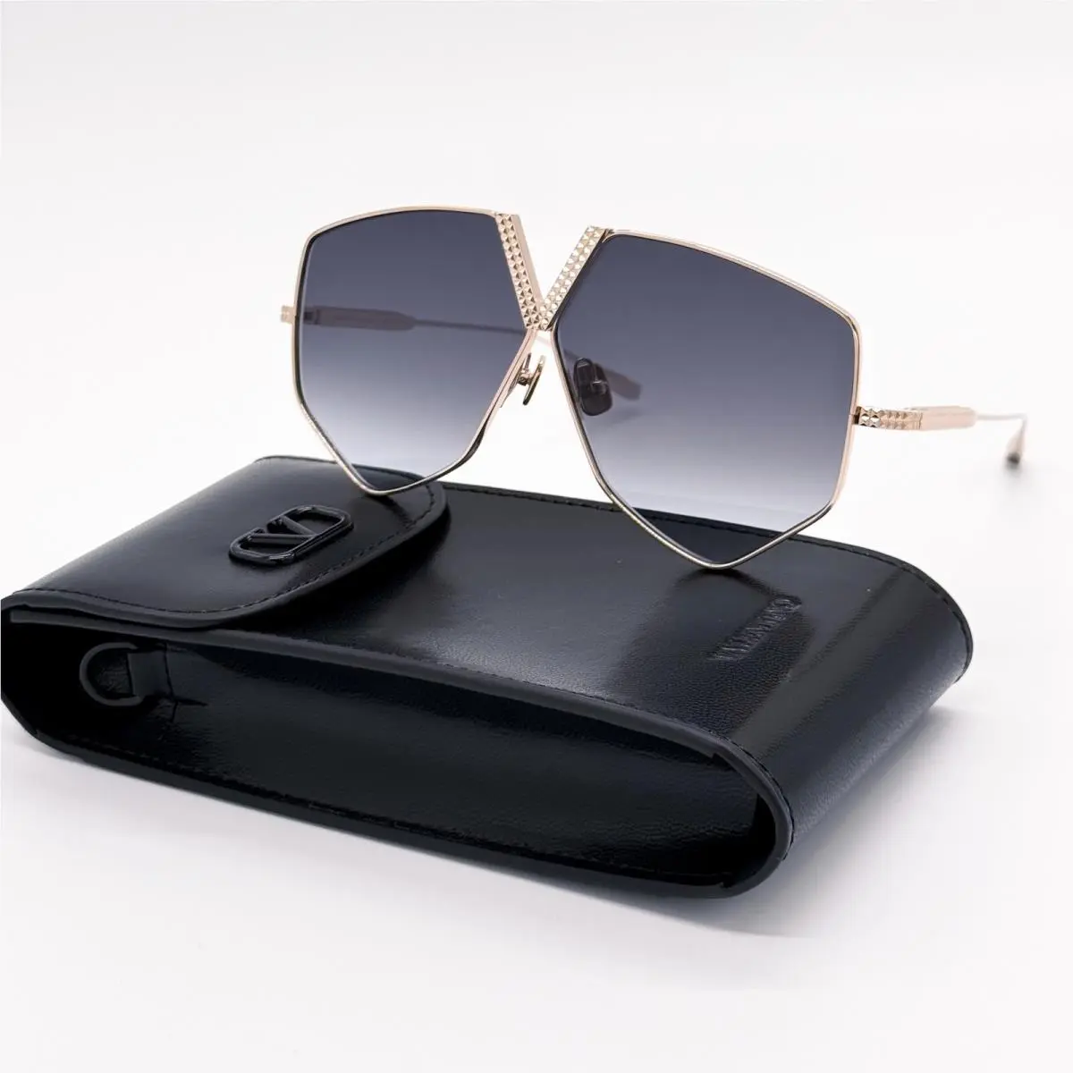 V-hexagon VLS-115A Women Gray Titanium Sunglasses  by Valentino