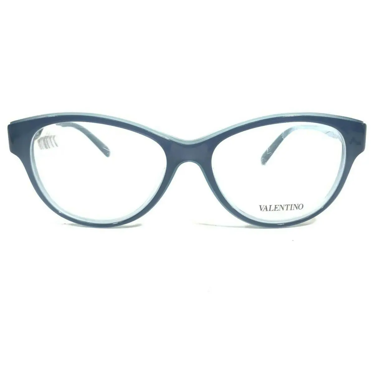 V2647 405 Eyeglasses Frames Clear Blue Round Cat Eye 53-16-135 by Valentino