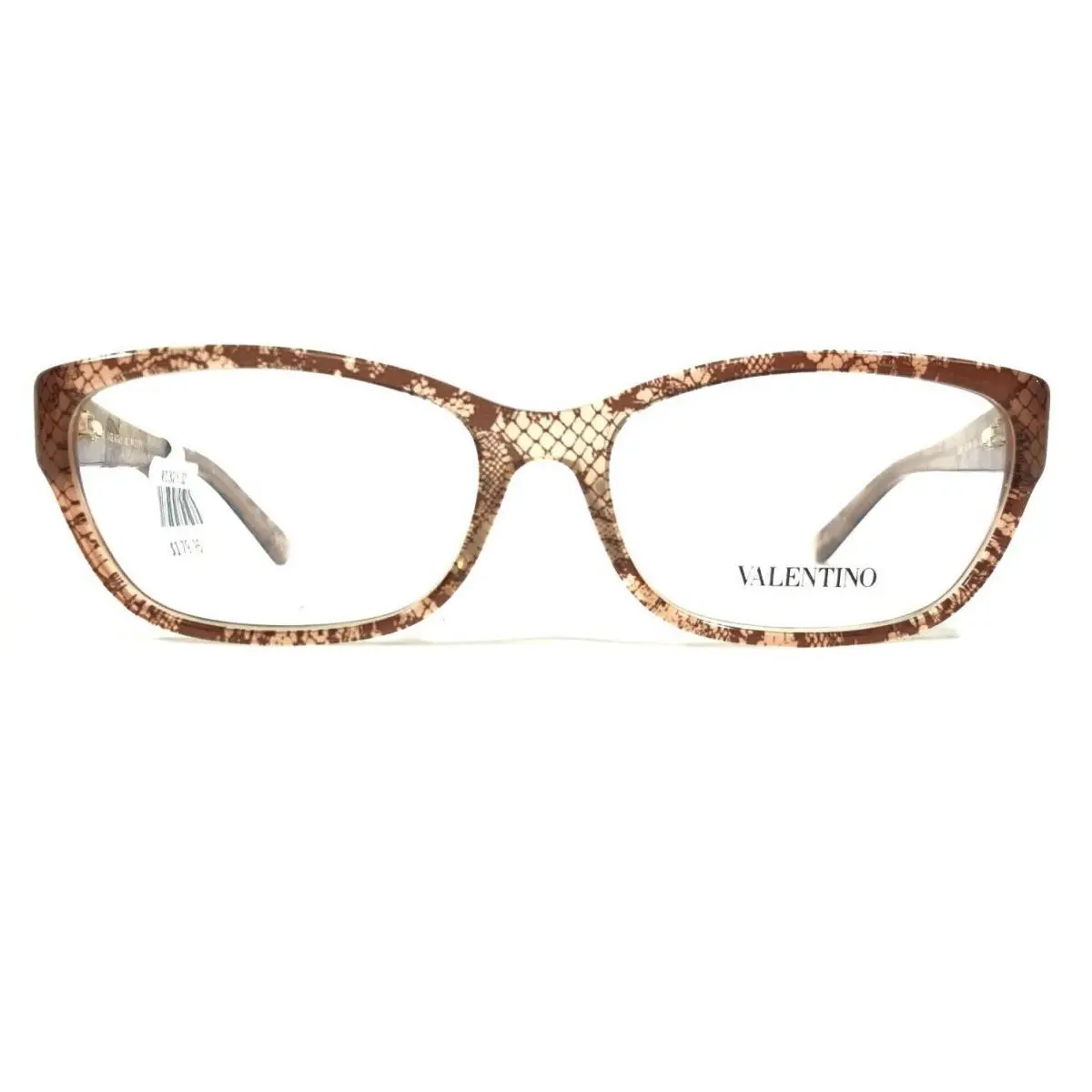 V2606 290 Eyeglasses Frames Clear Brown Cat Eye Lace Print 53-16-130 by Valentino