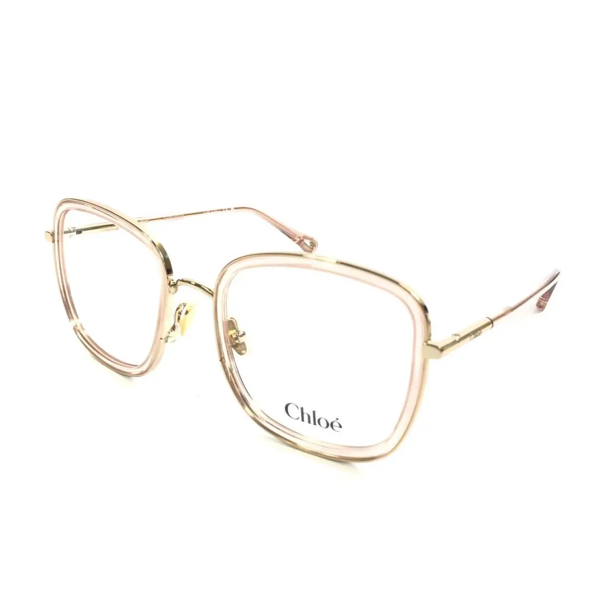 Chloe Eyeglasses Frames CH0373O 005 Transparent Pink Gold Oversized 53-21-140