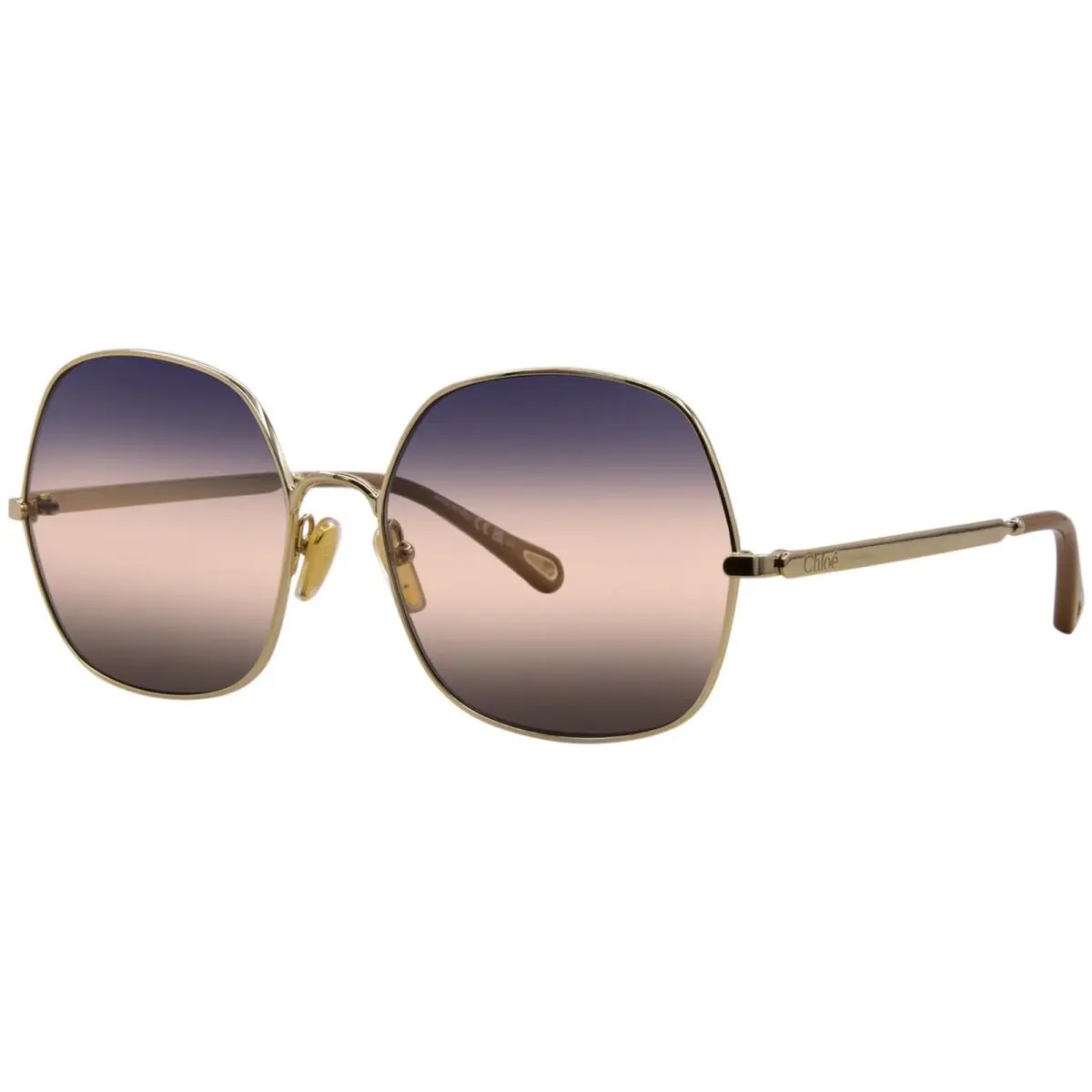 Chloe CH0282S 002 Sunglasses Women`s Gold/blue Gradient Rectangle Shape 60mm