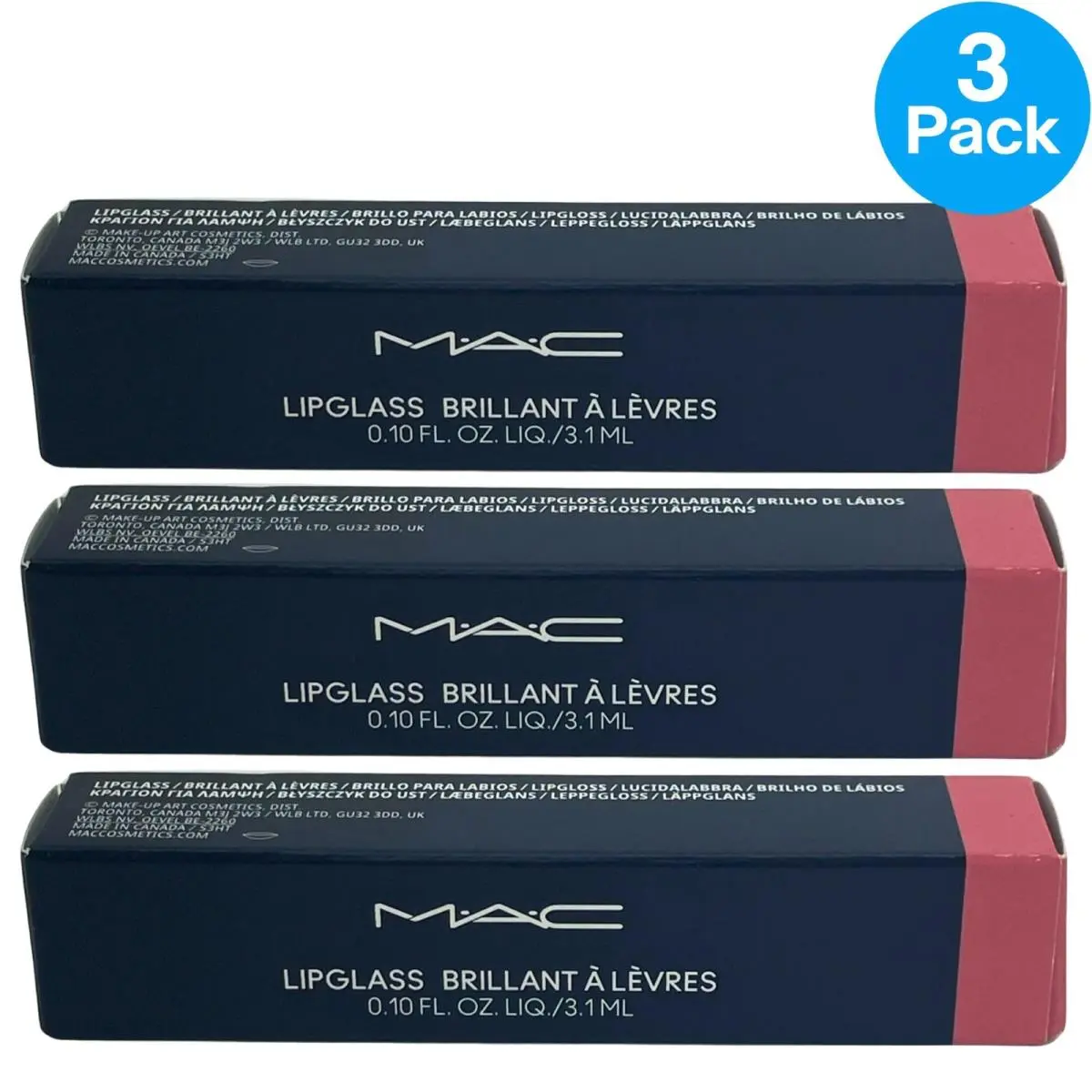 Mac Lipglass Brillant À Lèvres 303 Nymphette Lip Gloss 0.10 oz 3 Pack by MAC Cosmetics