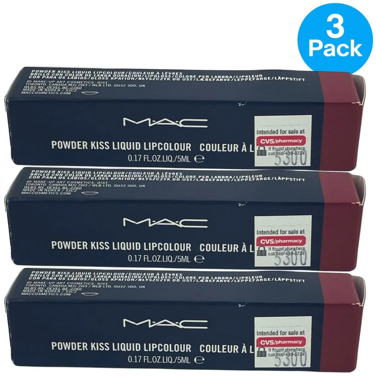 Mac Powder Kiss Liquid Lipcolour 991 Devoted To Chili 0.17 oz 3 Pack by MAC Cosmetics