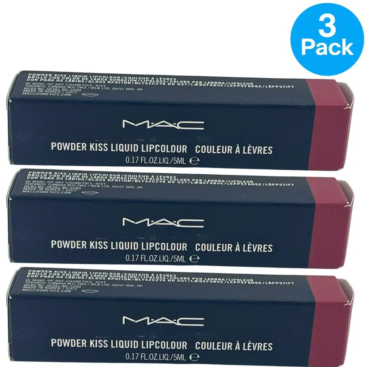 Mac Powder Kiss Liquid Lipcolour 990 More The Mehr-ier 0.17 oz 3 Pack by MAC Cosmetics