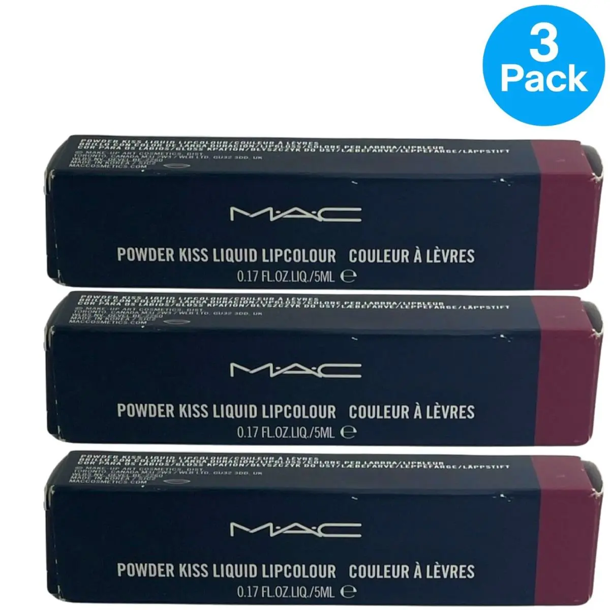 Mac Powder Kiss Liquid Lipcolour 988 A Little Tamed 0.17 oz 3 Pack by MAC Cosmetics