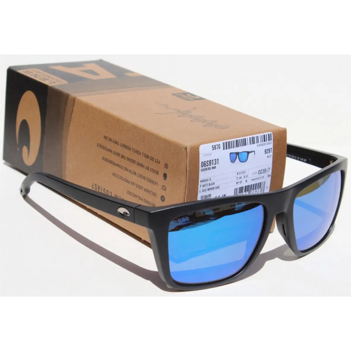 Mainsail XL 580G Polarized Sunglasses Matte Black/blue Mirror by Costa Del Mar
