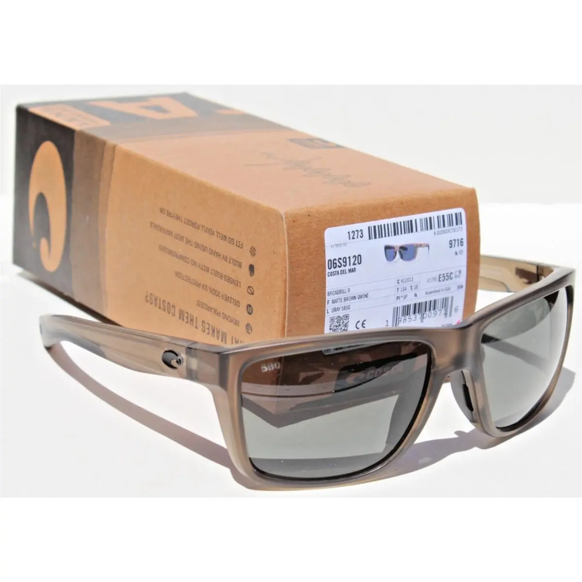 Broadbill II 580G Polarized Sunglasses Brown Smoke/gray 580 by Costa Del Mar